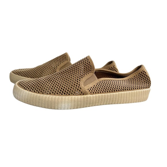 Frye Womens Camille Laser Cut Perforated Tan Leather Slip On‎ Sz 9 - Picture 1 of 6